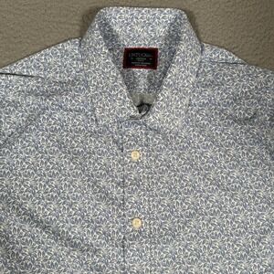 UNTUCKit Shirt Mens Medium Blue Floral Performance Nylon Blend Button Up Slim